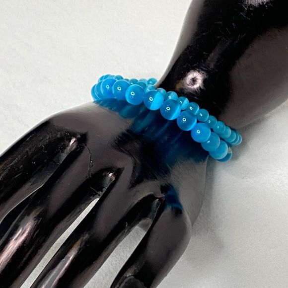 Beaded Stretch Bracelets True Blue Tigers Eye - Picture 2 of 7